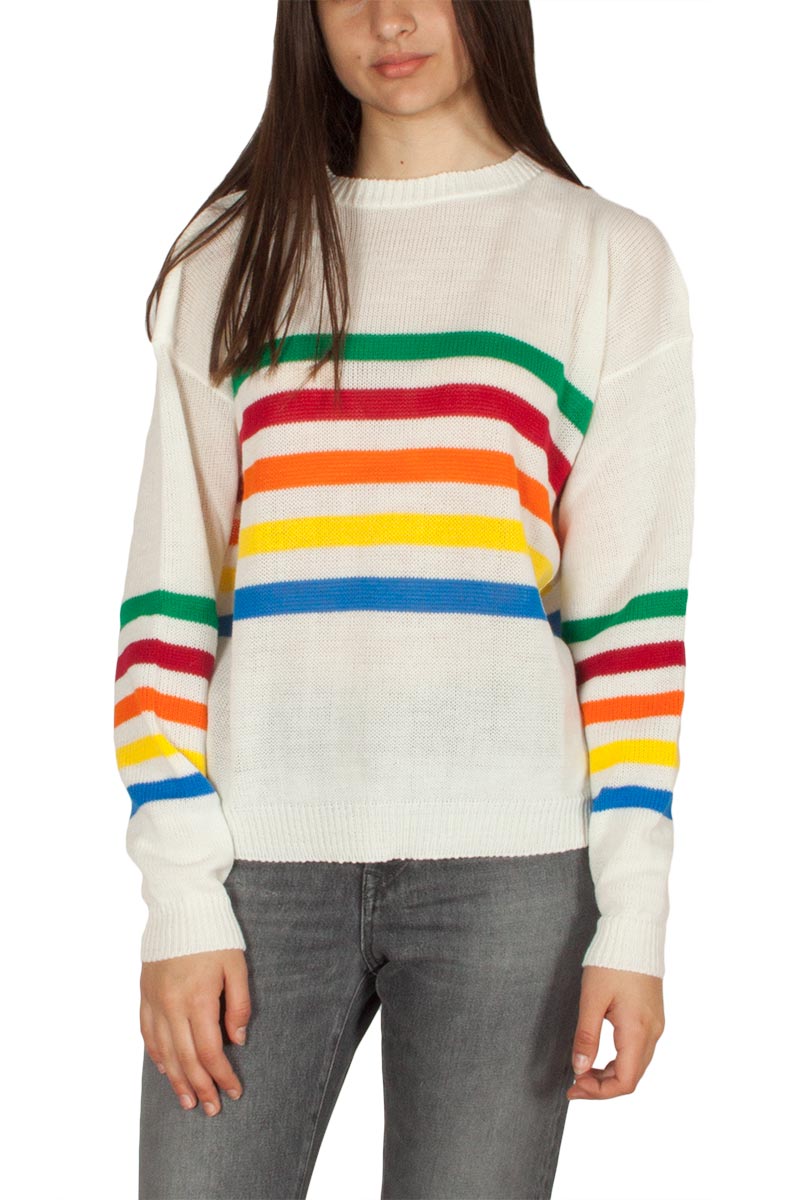 Daisy Street πουλόβερ κρεμ με rainbow ρίγες