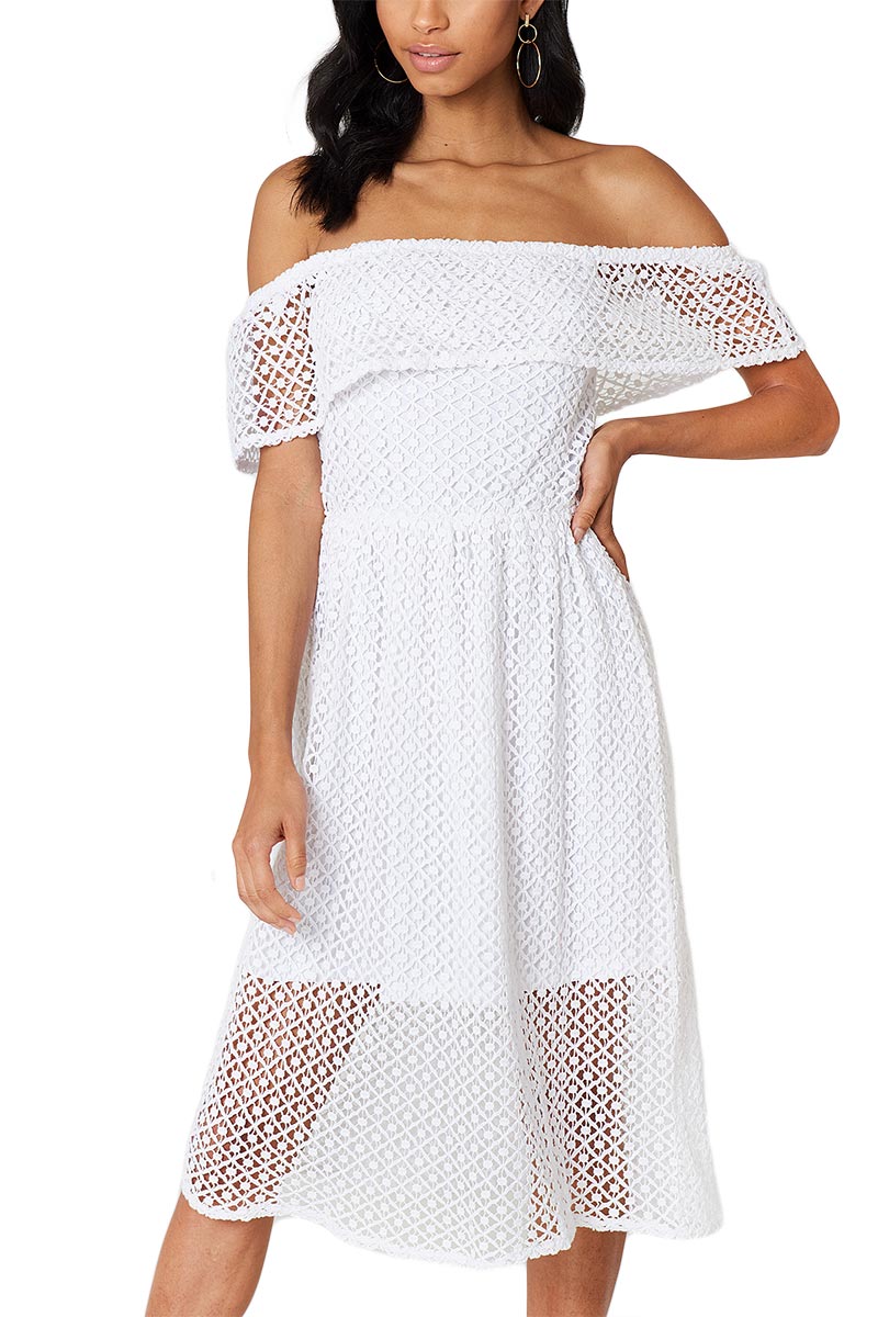 Rut & Circle Li έξωμο φόρεμα δαντέλα λευκό