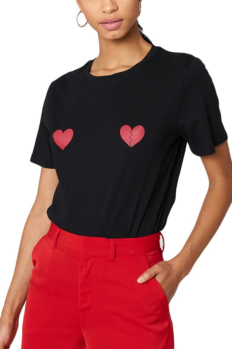 Rut & Circle Heart γυναικείο t-shirt μαύρο