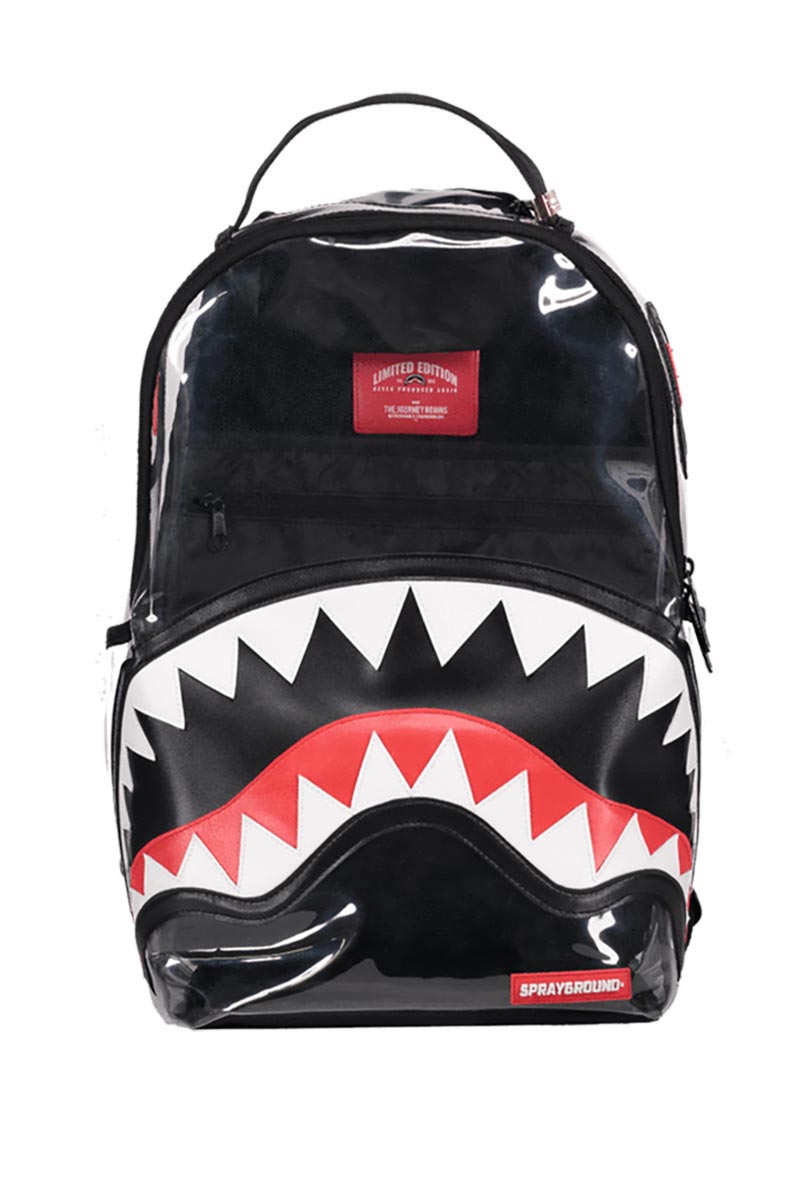 Sprayground backpack 20/20 vision clear PVC shark