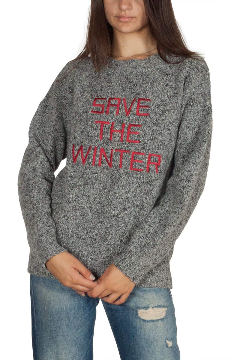 Thinking Mu Save the winter merino wool jumper grey melange