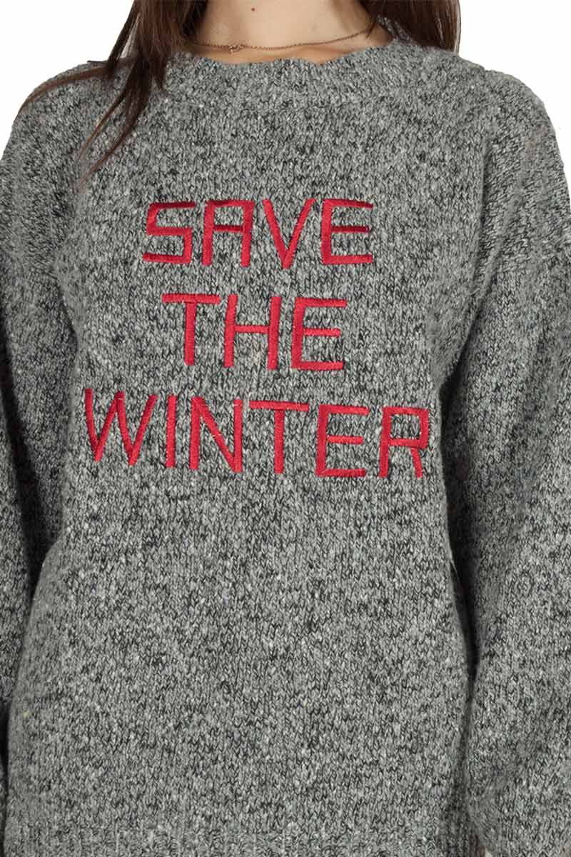 Thinking Mu Save the winter merino wool jumper grey melange