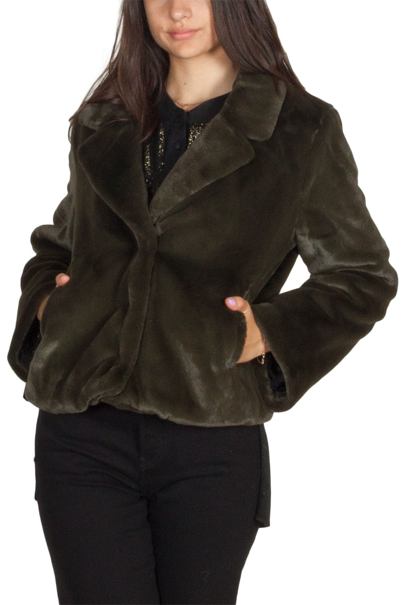 Minimum Kiss cropped faux fur jacket rosin