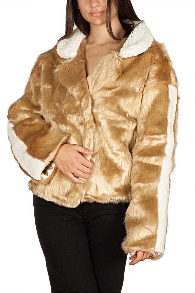 Story Of Lola Amber faux fur jacket camel
