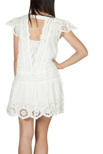 Free People Esperanza μίνι φόρεμα δαντέλα ιβουάρ