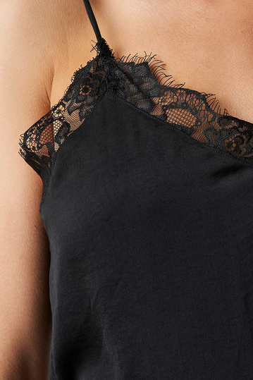 Rut & Circle Stine lace neck cami top black