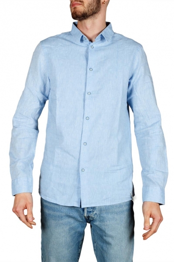 Anerkjendt Niko linen blend πουκάμισο γαλάζιο
