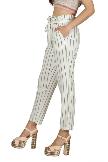 Rut & Circle Ofelia cropped pants white-black stripes