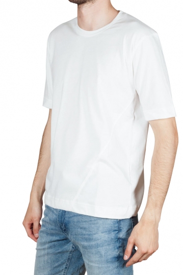 Emanuel Navaro t-shirt off white with diagonal stitch detail
