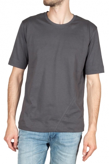 Emanuel Navaro t-shirt σκούρο γκρι με διαγώνιο γαζί