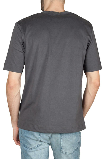 Emanuel Navaro t-shirt σκούρο γκρι με διαγώνιο γαζί