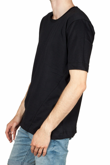 Emanuel Navaro t-shirt μαύρο με διαγώνιο γαζί