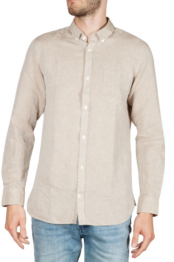 Gnious Linus linen blend ανδρικό πουκάμισο μπεζ