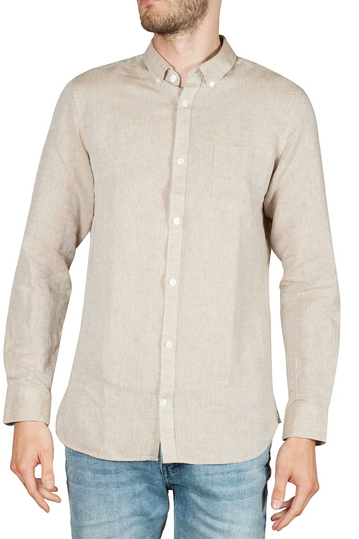 Gnious Linus linen blend men's shirt beige