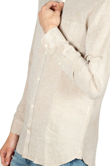 Gnious Linus linen blend ανδρικό πουκάμισο μπεζ