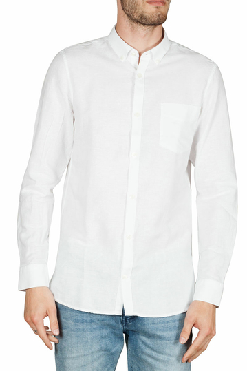 Gnious Linus linen blend men's shirt white