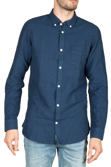 Gnious Linus linen blend men's shirt navy