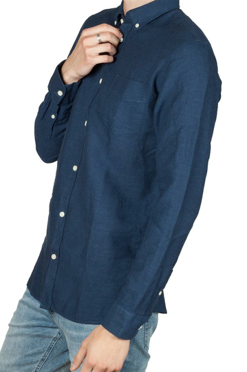 Gnious Linus linen blend ανδρικό πουκάμισο navy