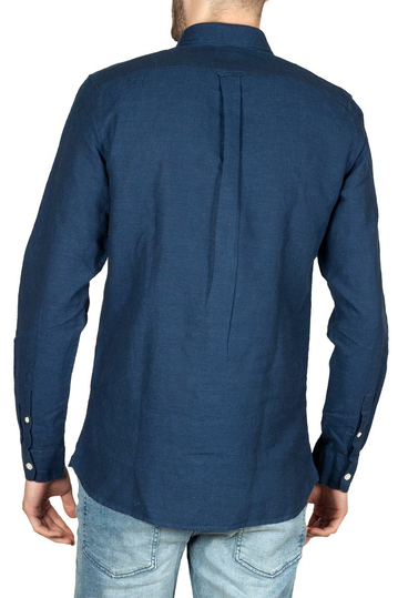 Gnious Linus linen blend ανδρικό πουκάμισο navy