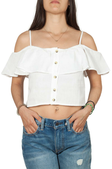 Rut and Circle Singoalla button up crop top white