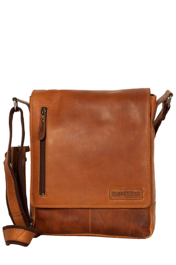 Hill Burry men's cross body flapover leather bag brown