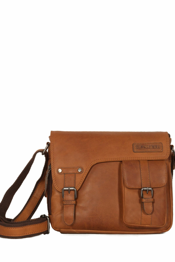 Hill Burry leather messenger bag brown with asymmetrical flap