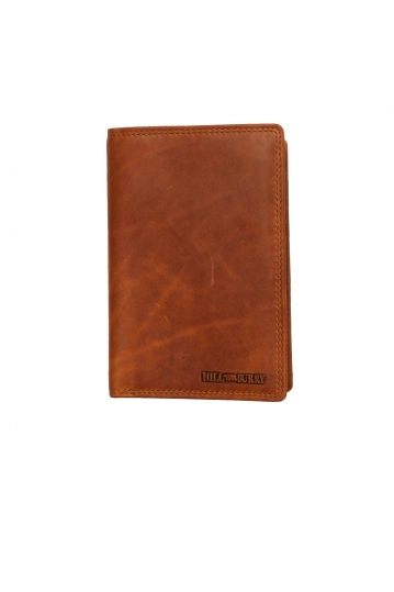 Hill Burry men's leather vertical wallet brown - RFID