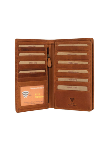 Hill Burry men's leather vertical wallet brown - RFID