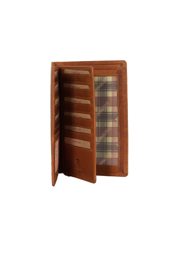 Hill Burry men's leather vertical wallet brown - RFID
