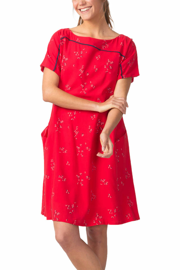 Skunkfunk Igantzi Lyocell slip-on φλοράλ φόρεμα κόκκινο