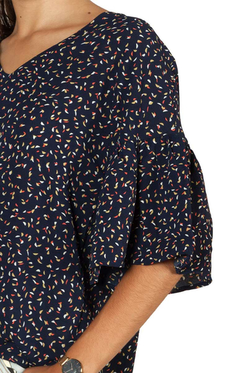 Artlove navy μπλούζα με βολάν μανίκια