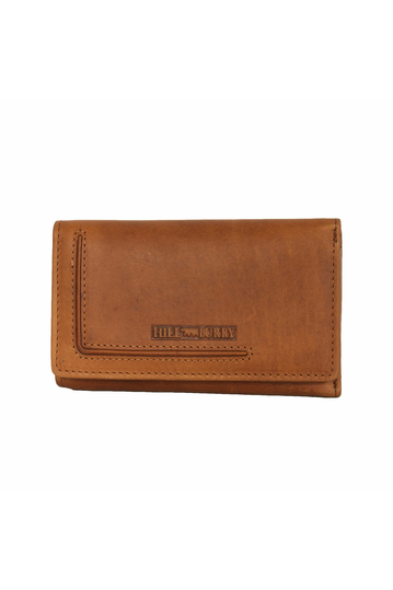 Hill Burry women's leather tri fold wallet brown