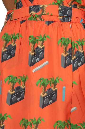 Migle + me radio print κρουαζέ φόρεμα πορτοκαλί