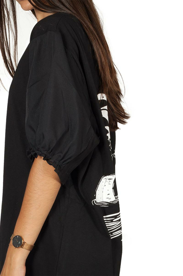 Migle + me μίνι φόρεμα μαύρο με μπαλούν μανίκια