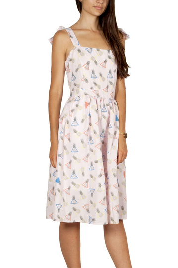 Migle + me pineapple print strap dress pink