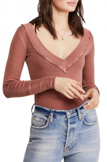 Free People Lily layering rib top terracotta