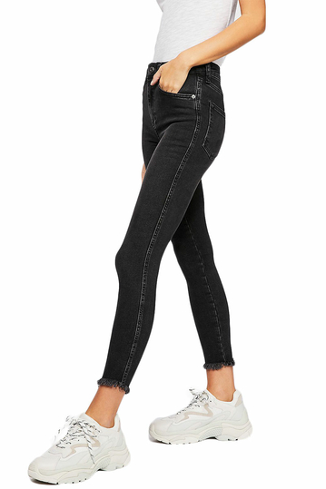 Free People raw high-rise jegging black