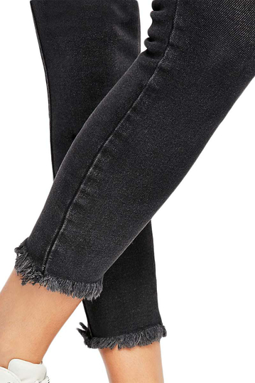 Free People raw high-rise jegging black