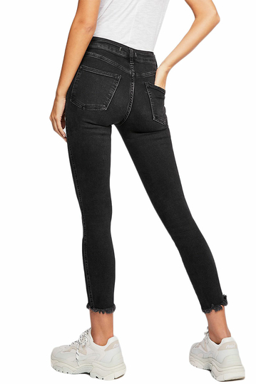Free People raw high-rise jegging black