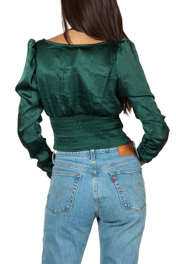 Free People Santiago crop blouse evergreen