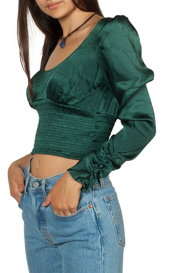 Free People Santiago crop blouse evergreen