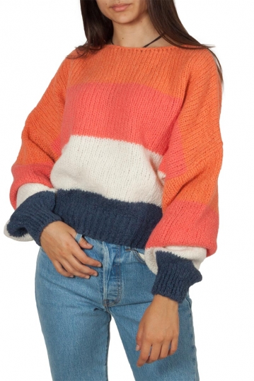 Thinking Mu cropped sweater multi stripe