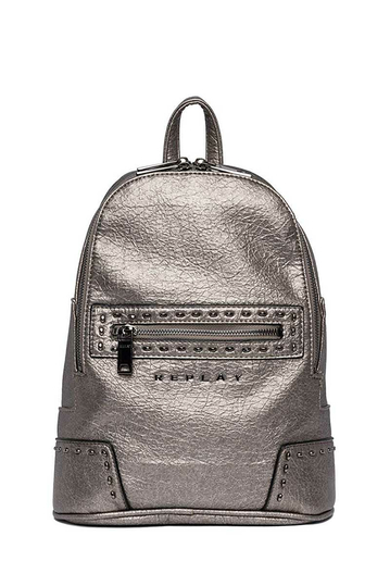 Replay backpack in crinkle eco-leather steel grey