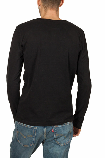 Bigbong μακρυμάνικη Henley μπλούζα μαύρη