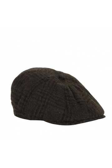 Wool flat cap in dark grey tweed