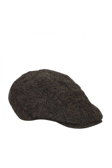 Wool flat cap in grey tweed