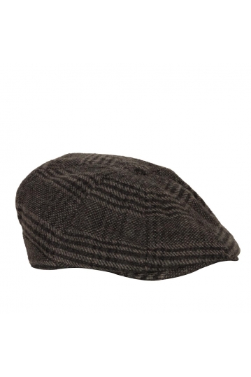 Wool flat cap in grey tweed