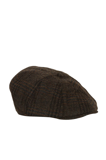 Wool flat cap in brown tweed