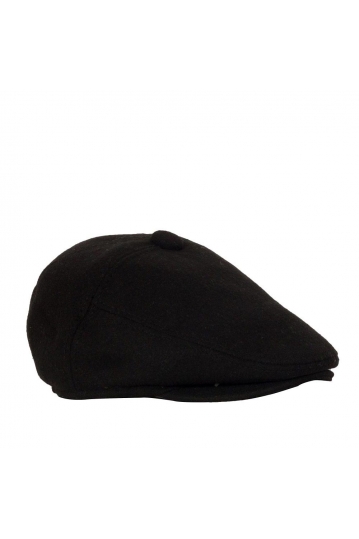 Wool flat cap black