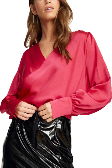 Rut & Circle Laura satin wrap blouse